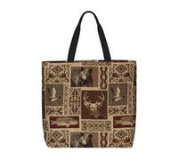 Uusnwaa Bolsas de mano con estampado de ciervo y alce para mujer, bolsa de hombro, bolsa de compras reutilizable, cierre de cremallera superior, artículos esenciales para el día a día