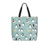 Uusnwaa Bolsas de mano con estampado de copo de nieve y globo de pingüino para mujer, bolsa de hombro, bolsa de compras reutilizable, cierre de cremallera superior, artículos esenciales para el día a