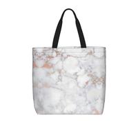 Uusnwaa Bolsas de mano con estampado de mármol blanco y oro rosa para mujer, bolsa de hombro, bolsa de compras reutilizable, cierre de cremallera superior, artículos esenciales para el día a día