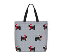 Uusnwaa Bolsas de mano con estampado de perros lindos de Navidad para mujer, bolsa de hombro, bolsa de compras reutilizable para comestibles, cierre de cremallera superior, artículos esenciales para