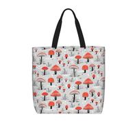 Uusnwaa Bolsas de mano con estampado de setas de dibujos animados para mujer, bolsa de hombro, bolsa de compras reutilizable para comestibles, cierre de cremallera superior, artículos esenciales para