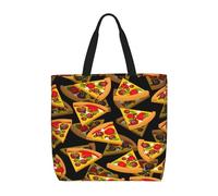 Uusnwaa Bolsas de mano con impresión 3D de pizza para mujer, bolsa de hombro, bolsa de compras reutilizable para comestibles, cierre de cremallera superior, artículos esenciales para el día a día