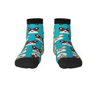 Uusnwaa Bonitos calcetines con estampado de gafas y bigotes de corgi, calcetines casuales transpirables que absorben la humedad, para hombres y mujeres, 3 Negro, Altoa única