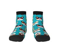 Uusnwaa Bonitos calcetines con estampado de gafas y bigotes de corgi, calcetines casuales transpirables que absorben la humedad, para hombres y mujeres, 2 Negro-1, Altoa única