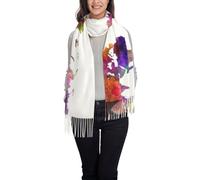Uusnwaa Bufanda con estampado de mapa de colores para mujer, bufanda suave de cachemira para mujer, bufanda cálida para otoño e invierno, chal de moda con flecos
