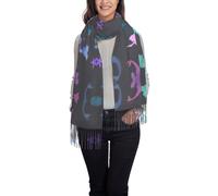 Uusnwaa Bufanda de colores con estampado de sirena para mujer, bufanda suave de cachemira para mujer, bufanda cálida para otoño e invierno, chal con flecos de moda