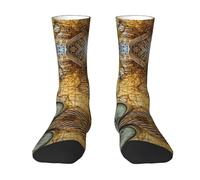 Uusnwaa Calcetines acolchados con estampado de brújula y mapa del mundo antiguo para hombres y mujeres, transpirables, absorben la humedad, suaves, casuales, atléticos