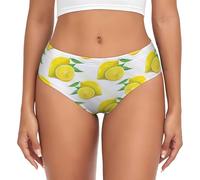 Uusnwaa Calzoncillos superelásticos con estampado de limón amarillo para mujer, cobertura completa, suaves (talla regular y extragrande), Negro, 3XL Grande
