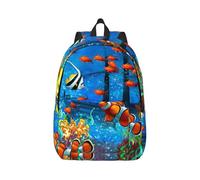 Uusnwaa Canvas The Underwater World - Mochila con estampado de peces tropicales para mujeres y hombres, ligera mochila clásica para laptop, para la escuela, viajes y uso diario, Negro, S