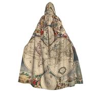Uusnwaa Capa con capucha con diseño de mapa del mundo, capa con capucha, capa medieval renacentista para hombres y mujeres, disfraz de Halloween