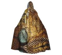 Uusnwaa Capa con capucha con estampado de brújula y mapa del mundo antiguo, capa con capucha, capa medieval renacentista para hombres y mujeres, disfraz de Halloween