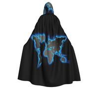 Uusnwaa Capa con capucha con estampado de mapa del mundo, capa con capucha, capa medieval renacentista para hombres y mujeres, disfraz de Halloween