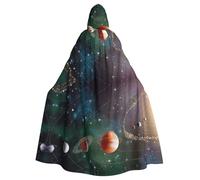Uusnwaa Capa con capucha con estampado del sistema solar del planeta espacial, capa con capucha, capa medieval renacentista para hombres y mujeres, disfraz de Halloween