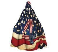 Uusnwaa Capa con capucha del 4 de julio con estampado de bandera patriótica, capa medieval renacentista para hombres y mujeres, disfraz de Halloween