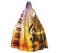 Uusnwaa Capa con capucha para piano, violín, notas musicales, capa con capucha, capa medieval renacentista para hombres y mujeres, disfraz de Halloween