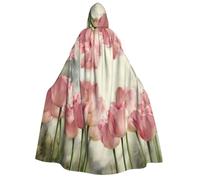 Uusnwaa Capa unisex con capucha para adultos, con estampado de tulipanes rosas, capa con capucha para Halloween, Navidad, disfraz de fiesta