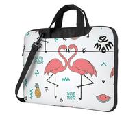 Uusnwaa Classic Slim Laptop Pink Flamingo. Bolsa estampada con correa para el hombro y asa, maletín ergonómico y bolsa de mensajero, Black, 14 inch