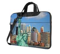 Uusnwaa Classic Slim Laptop Statue Of Liberty in Nyc Print Bag con correa para el hombro y asa, maletín ergonómico y bolsa de mensajero, Black, 15.6 inch