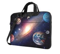 Uusnwaa Classic Slim Laptop Universe Galaxy - Bolsa con estampado de espacio exterior con correa para el hombro y asa, maletín ergonómico y bolsa de mensajero, Black, 14 inch