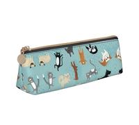 Uusnwaa Estuche de cuero con estampado de gatos y perros lloviendo con cremallera, organizador de cosméticos para escuela, oficina, mujer y hombre