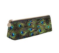 Uusnwaa Estuche de cuero con estampado de pavo real fresco con cremallera, organizador de cosméticos para escuela, oficina, mujer y hombre