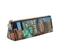 Uusnwaa Estuche de piel con diseño de Estatua de la Libertad en Nueva York con cremallera, organizador de cosméticos para escuela, oficina, mujer y hombre