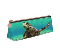 Uusnwaa Estuche de piel con diseño de tortuga marina. Estuche para lápices con cremallera, organizador de cosméticos para la escuela, oficina, mujer y hombre