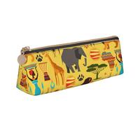 Uusnwaa Estuche de piel con estampado de elefante africano con cremallera, organizador de cosméticos para escuela, oficina, mujer y hombre