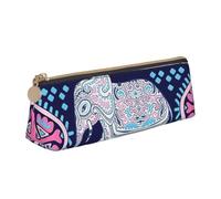 Uusnwaa Estuche de piel con estampado de elefante morado con cremallera, organizador de cosméticos para escuela, oficina, mujer y hombre
