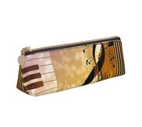 Uusnwaa Estuche de piel con estampado de piano, violín, notas musicales, estuche con cremallera, organizador de cosméticos para escuela, oficina, mujer y hombre