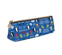 Uusnwaa Estuche de piel con estampado de tortuga de pingüino con cremallera, organizador de cosméticos para escuela, oficina, mujer y hombre