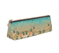 Uusnwaa Estuche de piel con estampado de tortuga y estrella de mar con cremallera, organizador de cosméticos para escuela, oficina, mujer y hombre