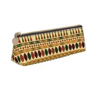 Uusnwaa Estuche de piel con estampado tradicional africano de estilo bohemio con cremallera, organizador de cosméticos para escuela, oficina, mujer y hombre