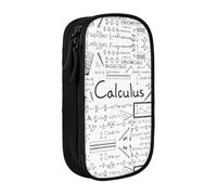 Uusnwaa Estuche para lápices con estampado de cálculo G e matemáticas, bolsa de almacenamiento de tela Oxford, bolsa multifuncional para lápices con compartimentos, Black, Talla única, Neceser de
