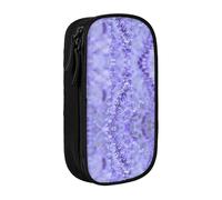 Uusnwaa Estuche para lápices con estampado de flores de color lavanda morado, bolsa de almacenamiento de tela Oxford, bolsa multifuncional para lápices con compartimentos, Black, Talla única, Neceser