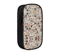 Uusnwaa Estuche para lápices con estampado de huesos y patas, bolsa de almacenamiento de tela Oxford, bolsa multifuncional para lápices con compartimentos, Black, Talla única, Neceser de maquillaje