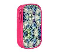 Uusnwaa Estuche para lápices con estampado de leopardo verde, bolsa de almacenamiento de tela Oxford, bolsa multifuncional para lápices con compartimentos, Pink, Talla única, Neceser de maquillaje