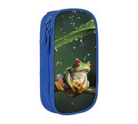Uusnwaa Estuche para lápices con estampado de rana de árbol de la paz, bolsa de almacenamiento de tela Oxford, bolsa multifuncional para lápices con compartimentos, Blue, Talla única, Neceser de