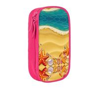 Uusnwaa Estuche para lápices con estampado de Shells On The Beach, bolsa de almacenamiento de tela Oxford, bolsa multifuncional para lápices con compartimentos, Pink, Talla única, Neceser de