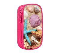 Uusnwaa Estuche para lápices con estampado de Shells On The Beach, bolsa de almacenamiento de tela Oxford, bolsa multifuncional para lápices con compartimentos, Pink, Talla única, Neceser de