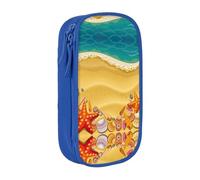 Uusnwaa Estuche para lápices con estampado de Shells On The Beach, bolsa de almacenamiento de tela Oxford, bolsa multifuncional para lápices con compartimentos, Blue, Talla única, Neceser de