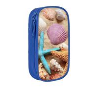 Uusnwaa Estuche para lápices con estampado de Shells On The Beach, bolsa de almacenamiento de tela Oxford, bolsa multifuncional para lápices con compartimentos, Blue, Talla única, Neceser de