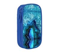 Uusnwaa Estuche para lápices con estampado turquesa azul aguamarina brillante, bolsa de almacenamiento de tela Oxford, estuche multifuncional con compartimentos, Blue, Talla única, Neceser de