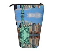 Uusnwaa Estuche telescópico de pie con diseño de Estatua de la Libertad en Nueva York, estuche retráctil para bolígrafos, bolsa de papelería para escuela, oficina, uso diario