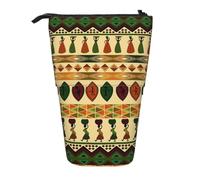 Uusnwaa Estuche telescópico de pie estilo bohemio tradicional con estampado africano, estuche retráctil para bolígrafos, bolsa de papelería para escuela, oficina, uso diario