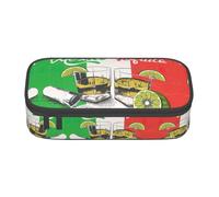 Uusnwaa Estuche y estuche con cremallera de gran capacidad con estampado de bandera de México y tequila, organizador de papelería con múltiples ranuras y bolsillo de malla para la escuela