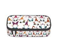 Uusnwaa Estuche y estuche con cremallera de gran capacidad con estampado de gnomos de Navidad, organizador de papelería con múltiples ranuras y bolsillo de malla para la escuela