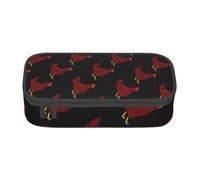 Uusnwaa Estuche y estuche con cremallera de gran capacidad con estampado de pollo rojo, organizador de papelería con múltiples ranuras y bolsillo de malla para la escuela