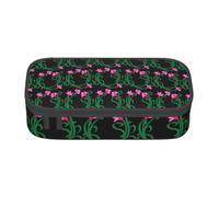 Uusnwaa Estuche y estuche con cremallera de gran capacidad, diseño de flor de loto, organizador de papelería con múltiples ranuras y bolsillo de malla para la escuela