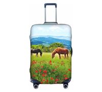Uusnwaa Funda de equipaje con estampado de varios tipos de caballos lavable con cremallera oculta, accesorios esenciales de viaje, White, S